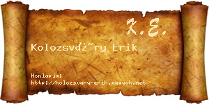 Kolozsváry Erik névjegykártya