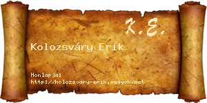 Kolozsváry Erik névjegykártya